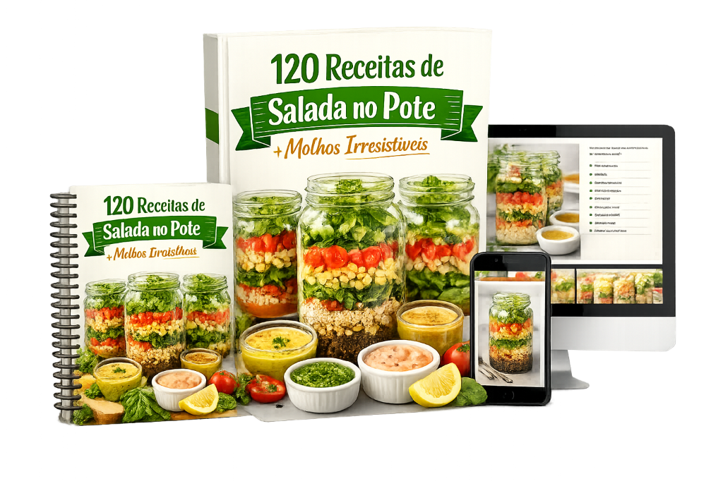 Mockup do Guia de Saladas no Pote